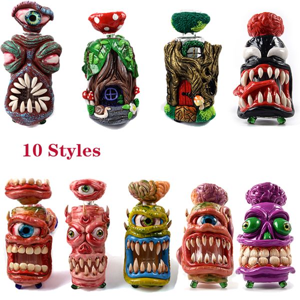 Unique Heady Glass Bongs Style Halloween Tuyau De Brûleur En Verre Huile Nail Pipes Accessoires Brûler À La Main Pour Dab Rigs Tube Tabac Herbe Sèche Avec Bol