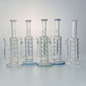 Unique Heady Glass Bongs Ice Pinch Fab Egg Hookahs Tube droit Conduites d'eau Inline Perc Oil Dab Rigs 14mm Joint Avec Bol