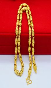 Collier Hollow W Unique 18 km chaîne de perles d'olive en or avec collier de conception de dragon pour hommes bijoux 60 cm long5027969