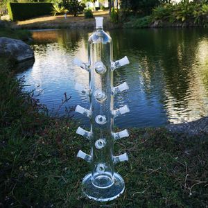 Unieke waterpijp 19 inch hoge glazen bongs speciale vorm met 15 pcs 14 mm gewricht vrouwelijke grote bong dab rigs heldere waterleidingen 5 mm dik rookpijp