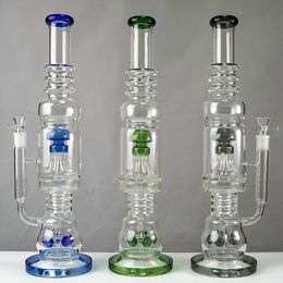 Unique Narguilés Grand Bong En Verre Épais Tube Droit Conduites D'eau 8 Bras Arbre Pieuvre Champignon Croix Perc Huile Dab Rigs