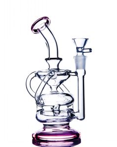 unique bong percolateur conduite d'eau narguilés klein recycleur dab rigs bangs d'eau en verre épais Cyclone mignon Dab avec 14mm banger