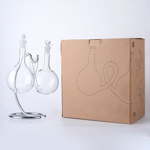 Unieke infinity waterval Bongs binnen recycler Hookahs dubbele balstijl rookpijpen Universele zwaartekracht watervat Dab Oil Rigs met 14 mm kom geschenkdoos