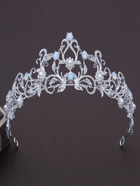 Único azul claro cristal nupcial tiaras corona princesa Rhinestone desfile coronas boda accesorios para el cabello novia adornos para el cabello J018885004