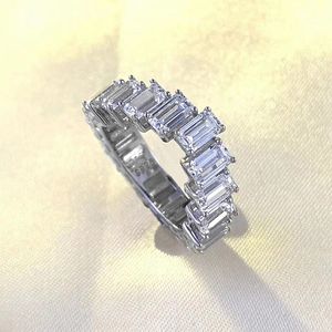 Anillo de diamante de moissanita único, Plata de Ley 925 100% auténtica, anillos de boda para fiesta, regalo de joyería de compromiso para hombres y mujeres