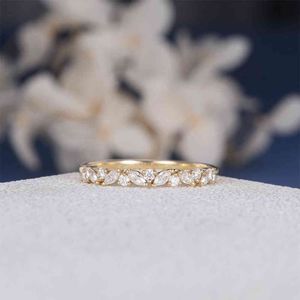 Anillo de compromiso de moissanita único, oro rosa blanco 585 Real de 14k, boda para mujer, banda de aniversario