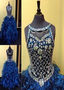 Robes de conception de créateurs de cou unique robes de bal robes de bal à bas prix de luxe en cristal organza fleur filles robe première communion6257710