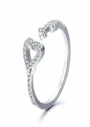 Unique nouveau brillant 925 en argent Sterling coeurs serrure CZ promesse ouverte bague bijoux 13075158056254