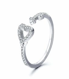 Unique nouveau brillant 925 en argent Sterling coeurs serrure CZ promesse ouverte bague bijoux 13075151518104