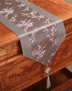 Patchwork noeud chinois élégant chemin de table damassé fleurs de cerisier Rectangle mariage nappe de table de noël tapis de table décoratif 200x33 cm