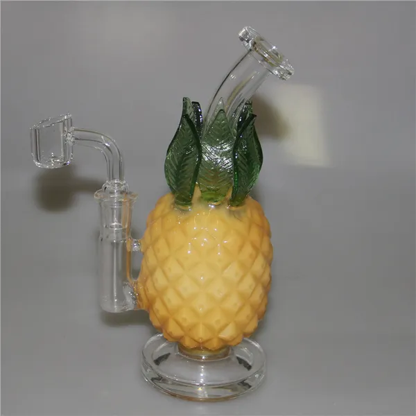 Pipa de vidrio única Bong Hookah Recycler Bubbler Tuberías de agua 14 mm Junta femenina Aceite Dab Rig 7,8 pulgadas Accesorios para fumar Bongs con embudo Tazón Tubo amarillo