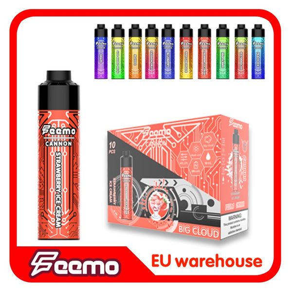 Conception populaire unique Feemo Cannon 0.5ohm gros nuage stylo vape jetable 10K bouffées 10000 e cigarette saveurs étonnantes vaper desechable