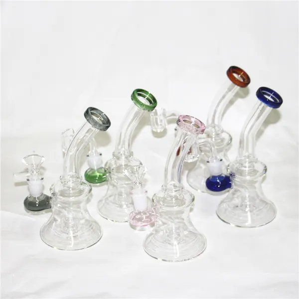 Bongs en verre capiteux violets uniques avec embout Mini conduites d'eau