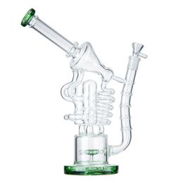 Unique Recycler Hookahs Bong En Verre D'eau Matrice Perc 14mm Joint Femelle Conception Bongs Sidecar Dab Plates-formes Pétrolières Avec Bol WP558