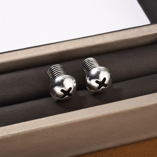 Diseño retro único con pendientes Vintage en forma de tornillo para hombres y mujeres agujas de plata S925 tendencia de moda de lujo ligera Simple