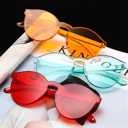 Unieke randloze zonnebril vrouwen 2018 trending producten hoge kwaliteit rood geel violet paars oranje frameloze oculos feminino