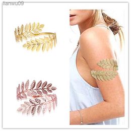 Unique Rose Or Argent Couleur Feuille Bracelet Ouvert Charme Bras Brassard Manchette Bracelet Bracelet Pour Femmes Gypsy Turc Grec Inde Bijoux L230704