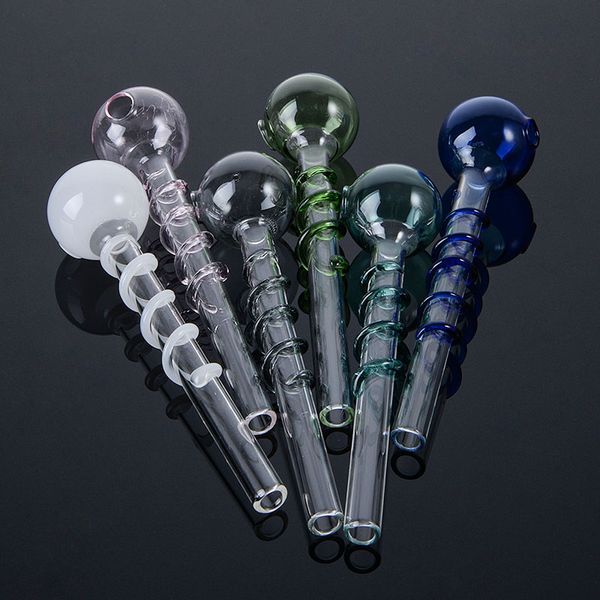 Forme unique ronde Pipes à fumer Accessoires coloré Pyrex verre brûleur à mazout Dab plates-formes à huile pour narguilés eau Bong poignée tuyau SW26