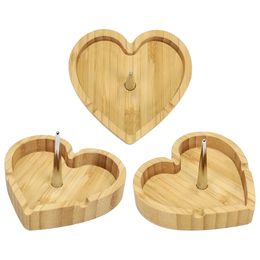 unieke vorm hout draagbare asbak hartvormige rubber asbakken ashouder meisje cadeau