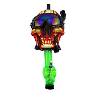 Unique Silicone Pipe À Eau Bong Fumée Masque À Gaz Tuyaux Shisha Narguilé FDA Silicone Crâne Acrylique Bong Fumer Silicone Huile Rigs Bongs En Gros