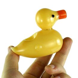 Único pequeño pato amarillo forma de vidrio pipas para fumar burbujeador plataforma petrolera plataformas petrolíferas bong pipa agua bongs267Y