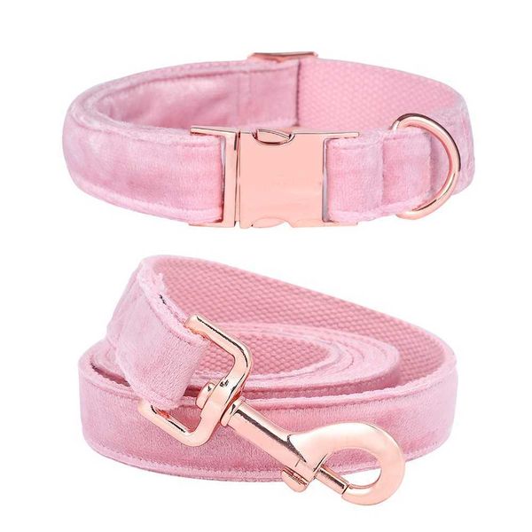 Pattes de style unique mignon chiot rose personnalisé Noël velours bleu collier de chien personnalisé 211006