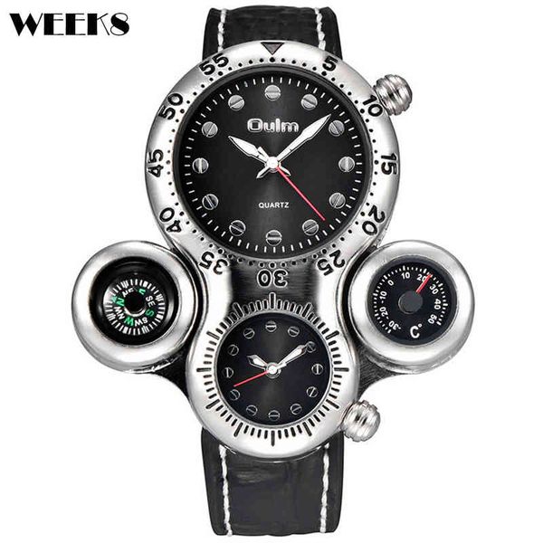 Reloj de pulsera de estilo único con dos zonas horarias, brújula decorativa, relojes militares deportivos masculinos, reloj de pulsera informal de cuarzo para hombres y niños