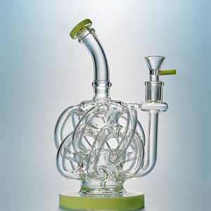 Unique Super Cyclone Hookahs Pipa para fumar de estilo especial 12 Reclcler Tube Galss Bongs Vortex Recycler Pipas de agua Plataformas de dab gruesas con un recipiente para juntas de 14 mm