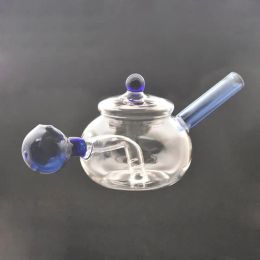 Pipe à eau en verre en forme de théière unique, mini bang en verre, collecteur de cendres, recycleur, plate-forme pétrolière, accessoires pour fumer, pièces avec brûleur à huile à bille de 30 mm BJ