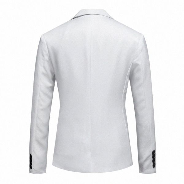 Texture unique Manteau de costume à revers pour hommes élégants avec poches pour fête de mariage Busin Noir Blanc Couture Printemps Automne K8rw #