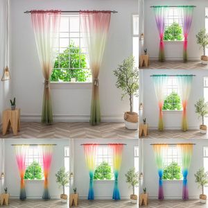 Rideau en tulle unique rideau en polyester durable décoration intérieure Rainbow Print Window