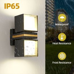 Iluminación única de luz arriba y abajo, rotación izquierda y derecha de 360°, adecuada para lámpara de pared exterior, luz de pasillo, luz de balcón, luz de puerta, luz de garaje, resistente al agua