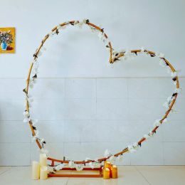 Uniek bruiloft decor Grand Event Hart achtergronden frame grote bloemboog ballon display rack kersen wijnstok verlovings rekwisieten welkomstdeur standaard