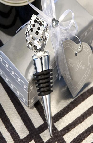 Cadeau de mariage unique K9 Crystal Dice Bottle Stopper Douche nuptiale Favors pour les hommes de haute qualité bouteille de vin de haute qualité 5285006