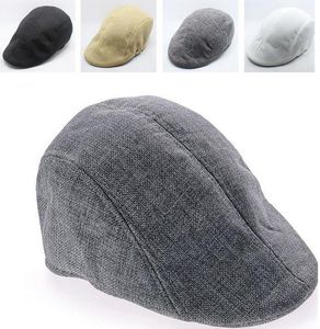 Unieke Vrouwen Mannen Retro Cap Peaked Baret Mode Linnen Katoen Franse News Boy Vizier Golf Drijf Flat Cabbie Artist Hat Xmas Gift 7 kleuren