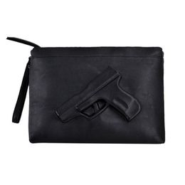 Unieke vrouwen messenger bags 3D Print Gun Bag Designer Pistol Handtas Zwarte Mode Schoudertas Dag Envelop Koppelingen Met Strap247f