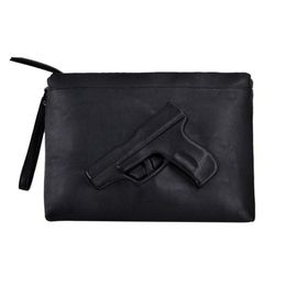 Unieke vrouwen messenger bags 3D Print Gun Bag Designer Pistol Handtas Zwarte Mode Schoudertas Dag Envelop Koppelingen Met Strap272K