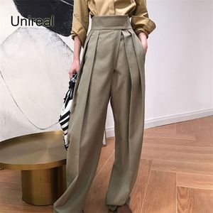 Unireale herfst mode vrouwen wijde been broek hoge taille casual broek streetwear chic vintage losse palazzo 210915