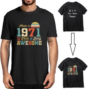 Unisex 1971 Shirts 50 jaar Awesome 50e Verjaardag Vintage Heren Grappige 100% Katoen Korte Mouw T-shirt Dames Top Tee 210716