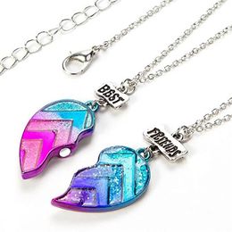 Collier BFF unisexe, 2 pièces, pendentif cœur pour femme, lettre d'ami, mode Couple, chaîne, bijoux d'amitié pour hommes, Necklaces278j