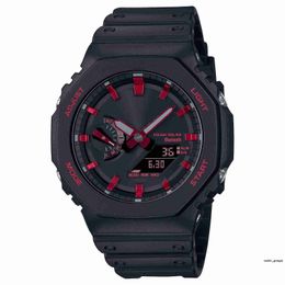 Montre de sport numérique unisexe 2100 Montre à choc originale Assemblage détachable Étanche Heure mondiale Cadran LED ultra fin Série GA Oak Série Oak 2023 avec boîte