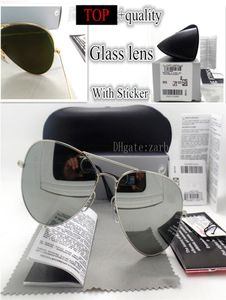 Unisexe 5862 mm hommes Lunettes de soleil Metal Plank Classic Beach Luxury Pilot Vintage G15 Glass Lens Eyeglass Sport UV400 Miroir avec 558586