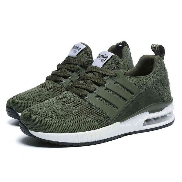 Unisexe Coussin d'air Mesh Respirant Sport Chaussures de Course Hommes Armée Vert Printemps Automne Baskets de Marche Femmes Baskets Athlétiques H1115