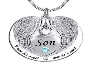 Unisex Angel Wing Birthstone Memorial Keepsake Ashes Urn hanger ketting 039i was vroeger zijn hoek nu he039s mine039 1908284