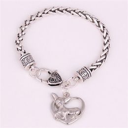 Unisex Dier Chihuahua Patroon Hart Bedelarmband Goed Cadeau Voor Hondenliefhebber Persoonlijkheid Sieraden Zinklegering Bieden Drops223g