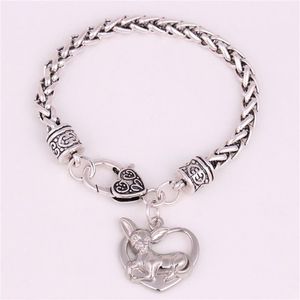 Bracelet à breloques unisexe en forme de cœur, motif Chihuahua, bon cadeau pour amoureux des chiens, bijoux de personnalité en alliage de Zinc, Drops257J