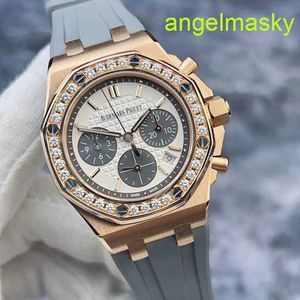 Unisexe AP Wrist Watch Epic Royal Oak Series 26231Or Womens 18K Rose Gold Original Diamond Panda Face 37 mm Mécanique automatique