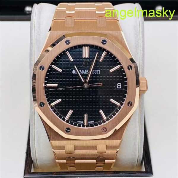 Unisex AP Wall Watch Royal Oak Series 15500or Rose Gold Black Dial Fashion Fashion Leisure Business Machinery Machinery