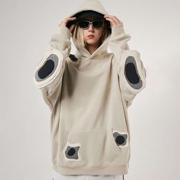 Unisex herfst winterpaar zware gewicht trui hoodie retro losse herenkleding hiphop kleur blokkeer haruku sweatshirt