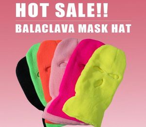 Unisex balaclava masker masker hoed 3 gat gezicht masker zwart gebreide ski snowboard hoed dop winterboons vrouwen4636330